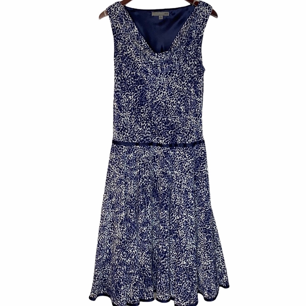 Bice patterned Drop Waist Drape Neck Flared Dress